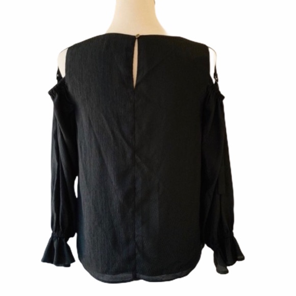 1. State Black Cold Shoulder Top Medium Blouse - Picture 3 of 8